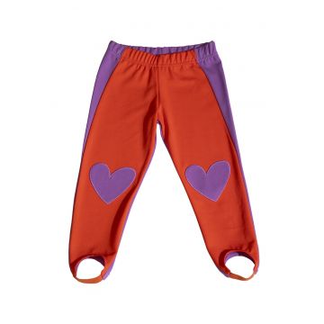 Pantaloni cu inimi - Portocaliu/Violet