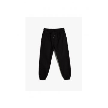 Pantaloni de bumbac cu banda elastica in talie - Bleumarin -