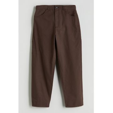 Pantaloni de bumbac cu talie medie - Maro