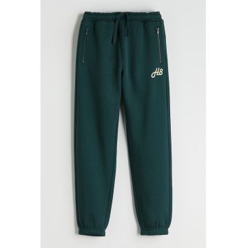 Pantaloni de trening cu buzunare cu fermoar - Verde inchis