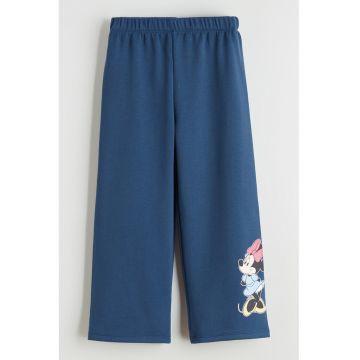 Pantaloni de trening cu croiala ampla si imprimeu Minnie Mouse - Albastru