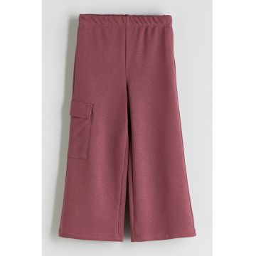 Pantaloni de trening cu croiala ampla si model cargo - Maro inchis
