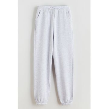 Pantaloni de trening cu croiala relaxed-fit si talie ajustabila - Gri deschis melange