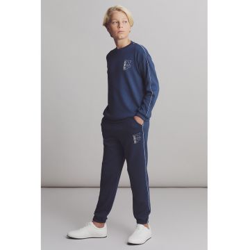 Pantaloni de trening cu imprimeu - Bleumarin