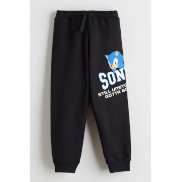 Pantaloni de trening cu imprimeu Sonic - Alb/Albastru deschis/Negru