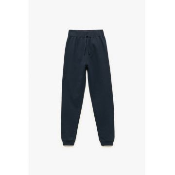 Pantaloni de trening cu snur de ajustare in talie - Bleumarin