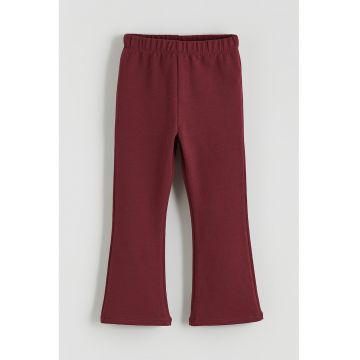 Pantaloni de trening din amestec de bumbac cu croiala evazata - Visiniu