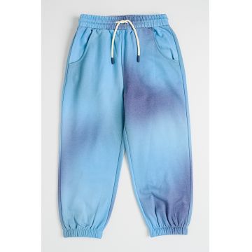 Pantaloni de trening din amestec de bumbac cu model - Albastru lavanda