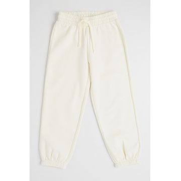 Pantaloni de trening din amestec de bumbac cu model uni - Alb/Alb murdar