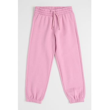 Pantaloni de trening din amestec de bumbac cu model uni - Roz/Roz prafuit