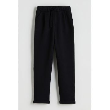 Pantaloni de trening din amestec de bumbac cu snur - Negru