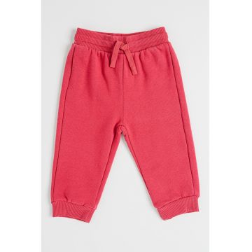 Pantaloni de trening din amestec de bumbac cu snururi - Roz zmeuriu