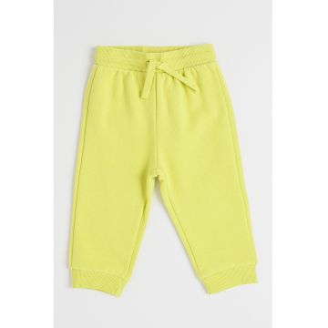 Pantaloni de trening din amestec de bumbac cu snururi - Verde fistic