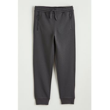 Pantaloni de trening din amestec de bumbac cu talie elastica - Gri antracit