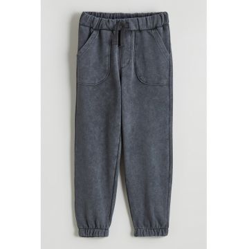 Pantaloni de trening din bumbac cu buzunare laterale - Gri carbune