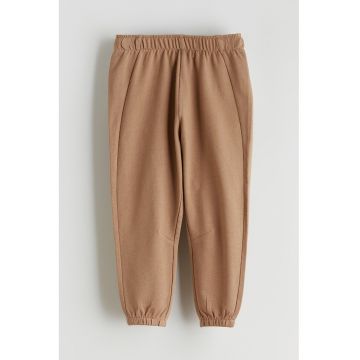 Pantaloni de trening din bumbac cu croiala regular-fit si model uni - Maro cognac