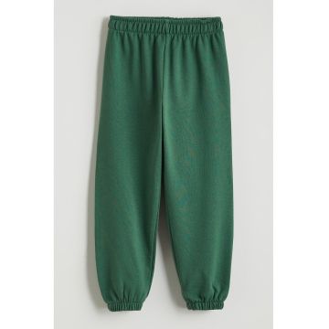 Pantaloni de trening din bumbac cu model uni - Verde inchis