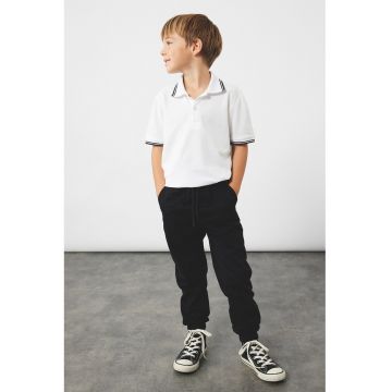 Pantaloni de trening din bumbac cu snur de ajustare - Negru