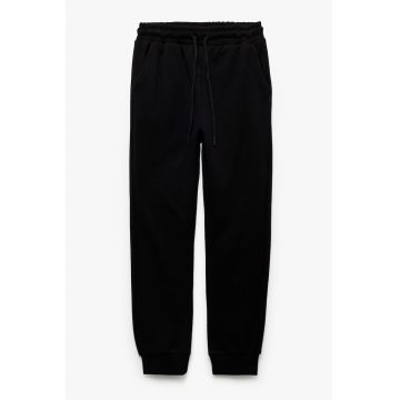 Pantaloni de trening din bumbac cu snur - Negru