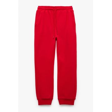 Pantaloni de trening din bumbac cu snur - Rosu