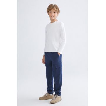 Pantaloni de trening regular fit cu snur - Bleumarin