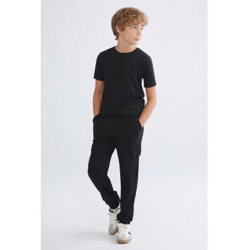 Pantaloni de trening regular fit cu snur - Negru