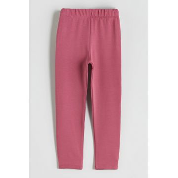 Pantaloni din amestec de bumbac cu talie elastica - Roz inchis