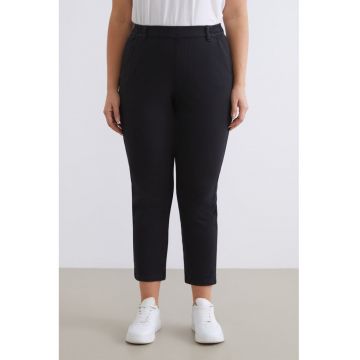 Pantaloni drepti cu model uni - Negru