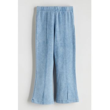 Pantaloni evazati cu talie elastica - Albastru deschis
