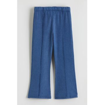 Pantaloni evazati cu talie elastica - Albastru