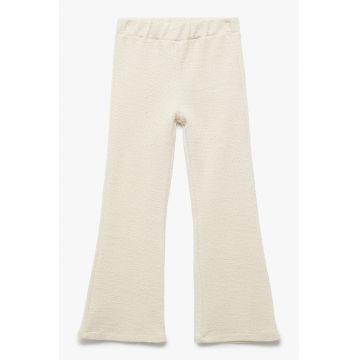 Pantaloni evazati cu talie elastica - Bej