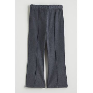Pantaloni evazati cu talie elastica - Gri inchis