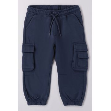 Pantaloni jogger cargo cu snur - Bleumarin