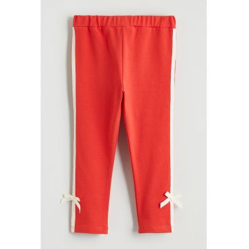 Pantaloni slim fit cu funde laterale - Coral