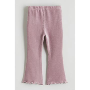Pantaloni striati cu talie elastica - Lila