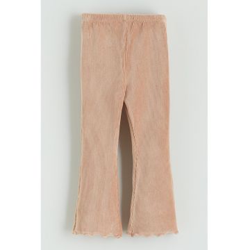 Pantaloni striati cu talie elastica - Piersica