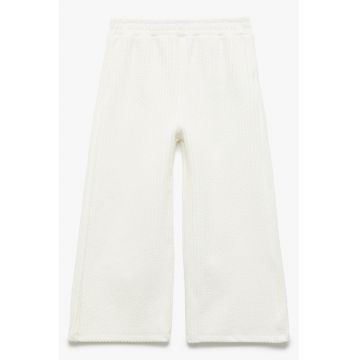 Pantaloni texturati cu croiala ampla - Alb