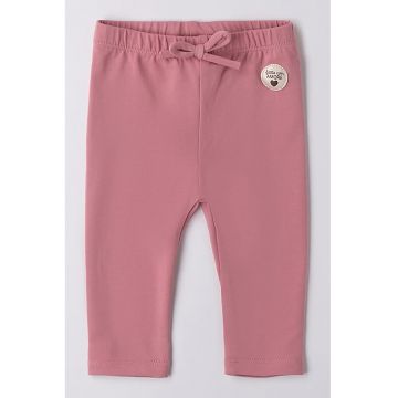 Pantaloni uni cu snur - Roz prafuit