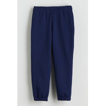 Pantaloni uni de trening din amestec de bumbac - Bleumarin