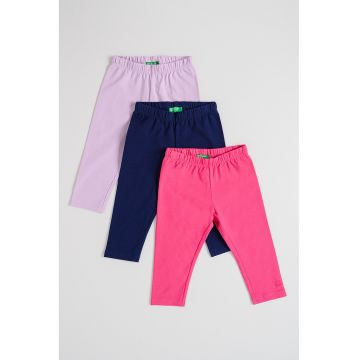 Set de colanti cu model uni - 3 perechi - Lila/Roz/Bleumarin