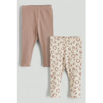 Set de colanti cu talie inalta - 2 piese - Bej deschis