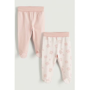 Set de pantaloni cu botosei si talie elastica - 3 perechi - Roz somon