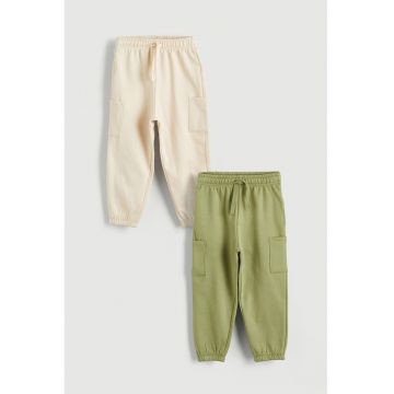Set de pantaloni de trening - 2 perechi - Verde/Bej deschis