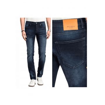 Blugi Barbati -  Felix - Straight Fit - Talie Medie - Fermoar - Lungi - 5 Buzunare - Bumbac - W30 L32 - Albastru