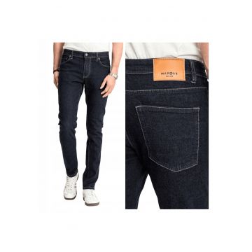 Blugi Barbati -  Felix - Straight Fit - Talie Medie - Fermoar - Lungi - 5 Buzunare - Bumbac - W30 L34 - Albastru