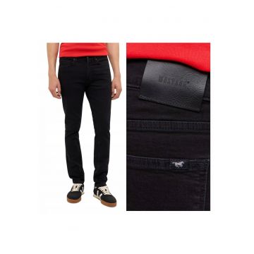 Blugi Barbati -  Frisco Skinny - Slim Fit - Talie Medie - Fermoar - Lungi - 5 Buzunare - Bumbac - Negru - Negru