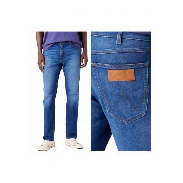 Blugi Barbati -  Greensboro - Straight Fit - Talie Joasa - Fermoar - Lungi - 5 Buzunare - Bumbac - L34 - Albastru - Albastru