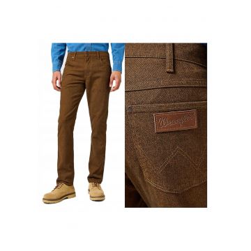 Blugi Barbati -  Greensboro - Straight Fit - Talie Joasa - Fermoar - Lungi - 5 Buzunare - Bumbac - Maro - Maro deschis