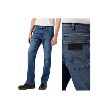 Blugi Barbati -  Horizon - Straight Fit - Talie Medie - Fermoar - Lungi - 5 Buzunare - Bumbac - Elastan - Albastru - Albastru