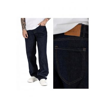 Blugi Barbati -  Jason Z - Straight Fit - Talie Inalta - Fermoar - Lungi - 5 Buzunare - Bumbac - W30 L34 - Albastru